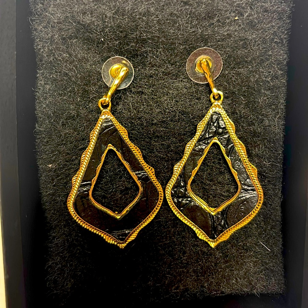 Black and gold drop earrings